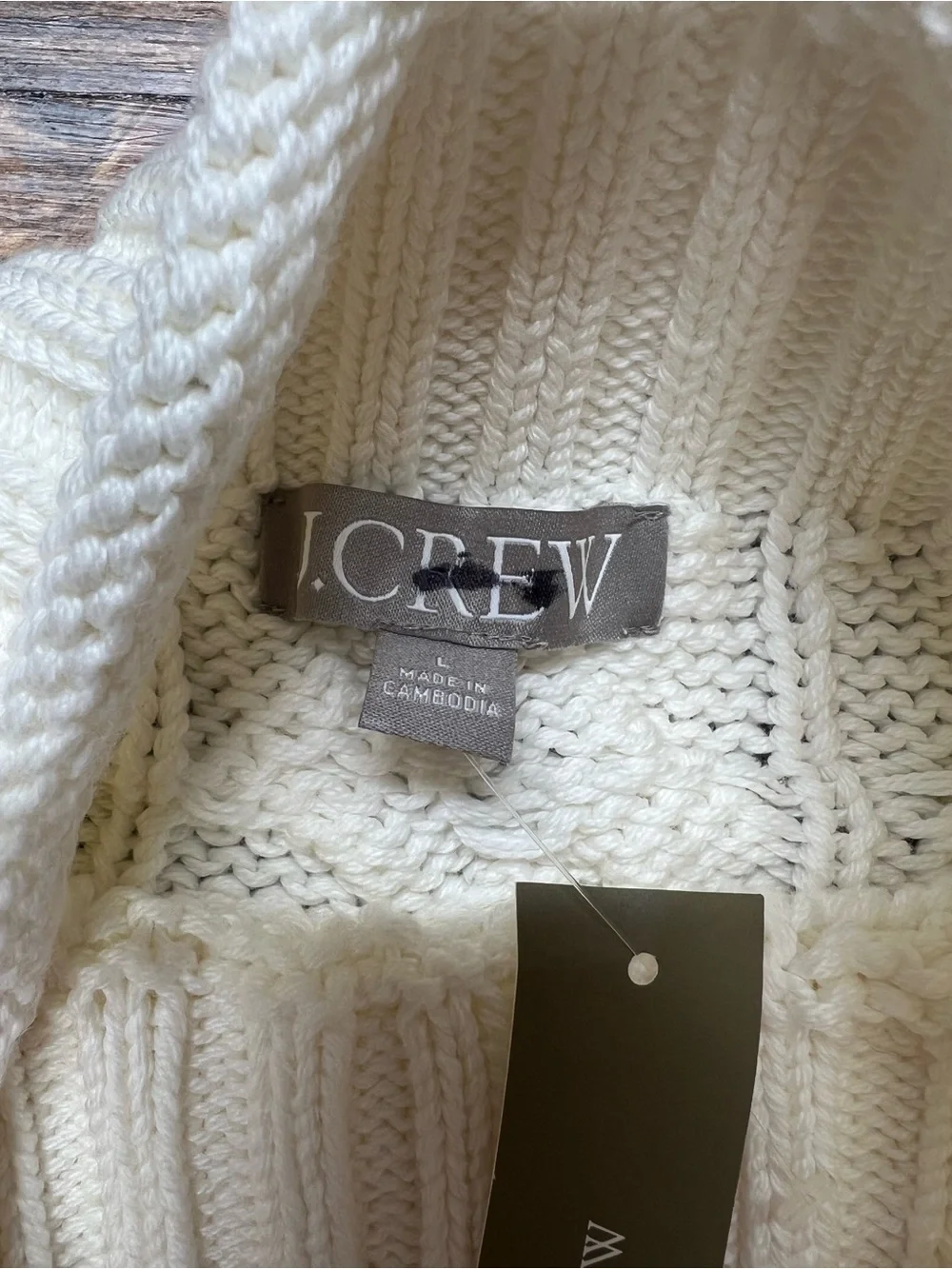 J. Crew 2025 Rollneck™ cable-knit sweater in Ivory Size Large NWT